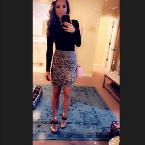 All saints silver sequin midi skirt